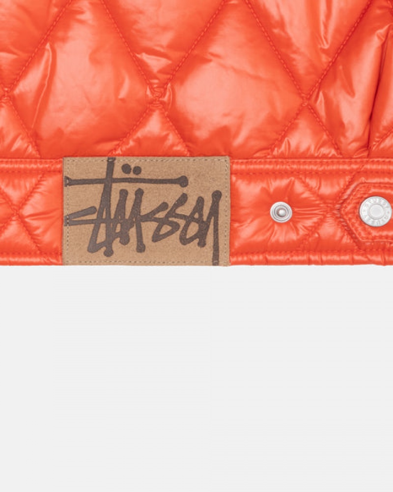 Red Men's Stussy Ranch Jacket Quilted Nylon Jackets | YZX-0893