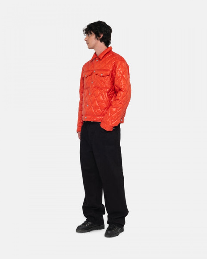 Red Men's Stussy Ranch Jacket Quilted Nylon Jackets | YZX-0893