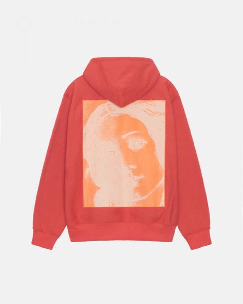 Red Men's Stussy Venus Zip Hood Sweatshirts | PMD-7075