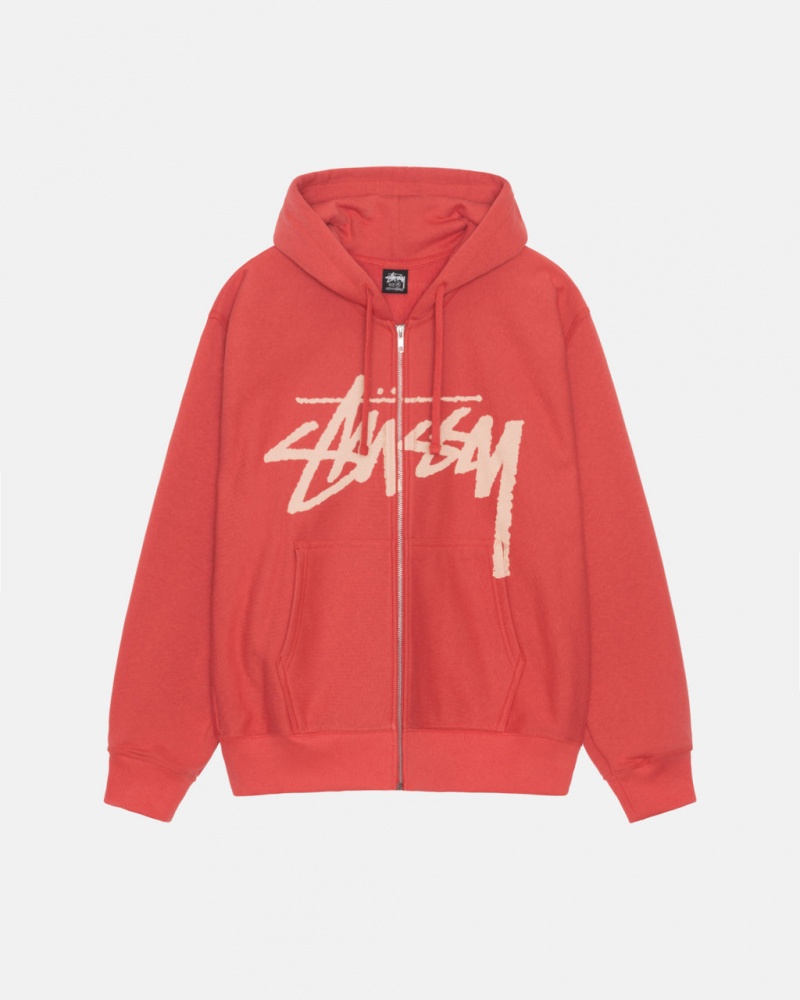 Red Men\'s Stussy Venus Zip Hood Sweatshirts | PMD-7075