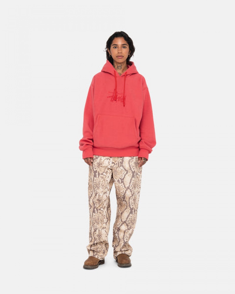 Red Women's Stussy Basic Applique Hood Sweatshirts | LPE-5824