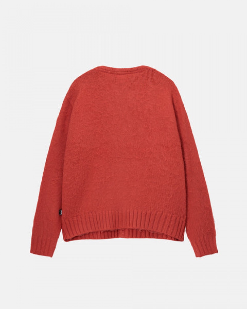 Red Women's Stussy Brushed Cardigan Sweaters | GIX-4601