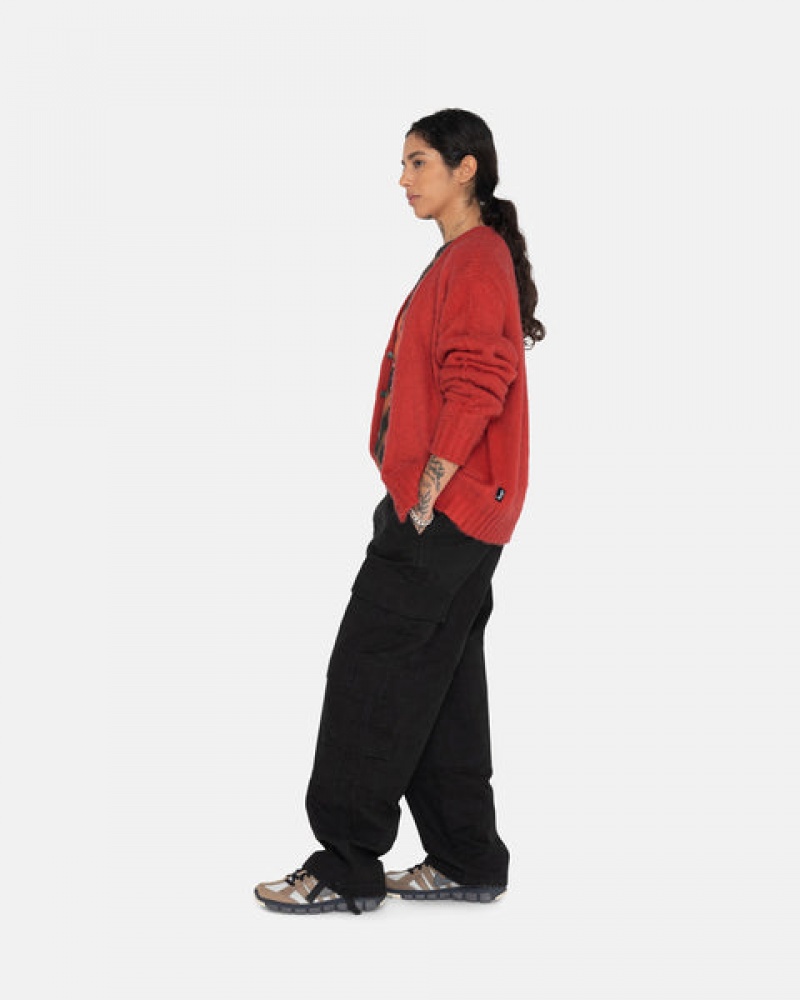 Red Women's Stussy Brushed Cardigan Sweaters | GIX-4601