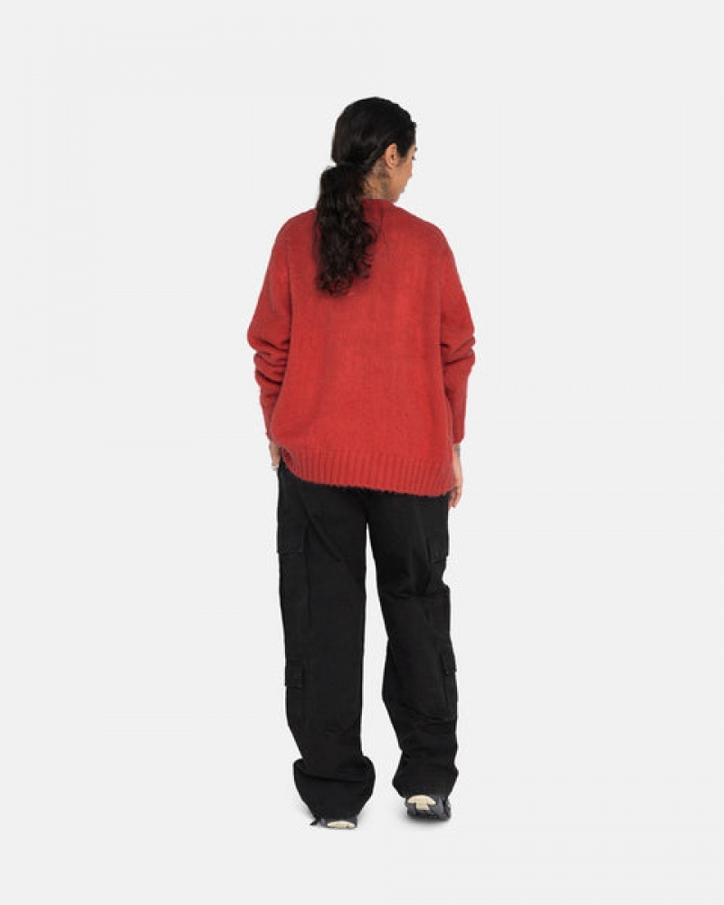 Red Women's Stussy Brushed Cardigan Sweaters | GIX-4601