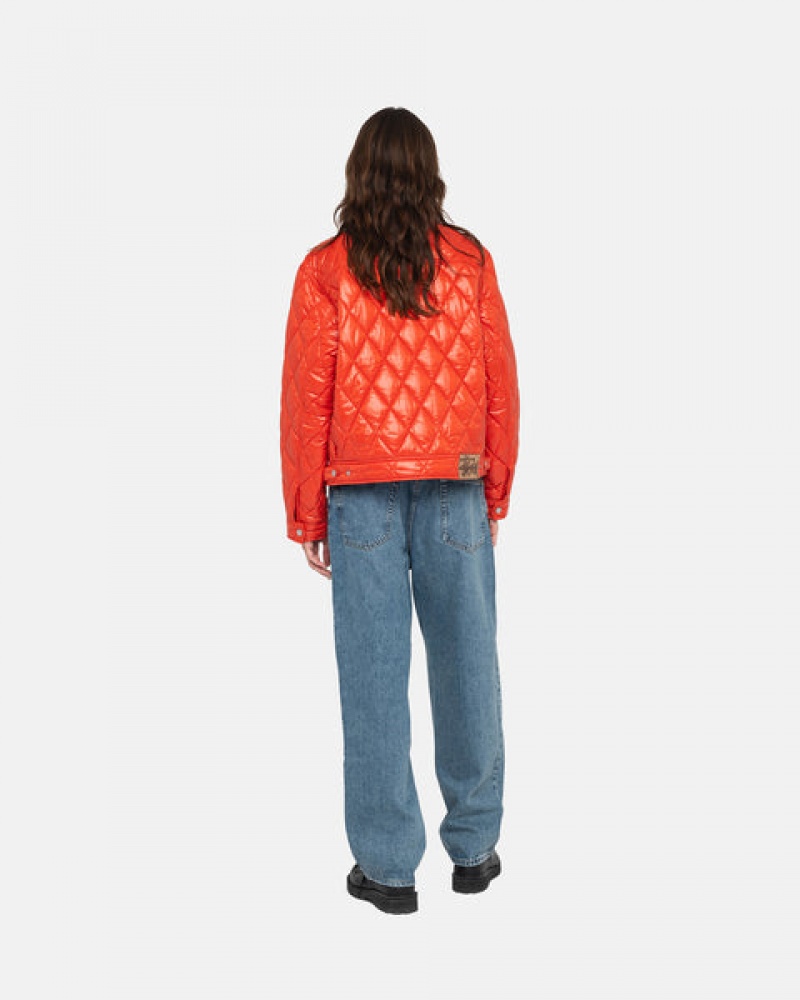 Red Women's Stussy Ranch Jacket Quilted Nylon Jackets | VIP-2288