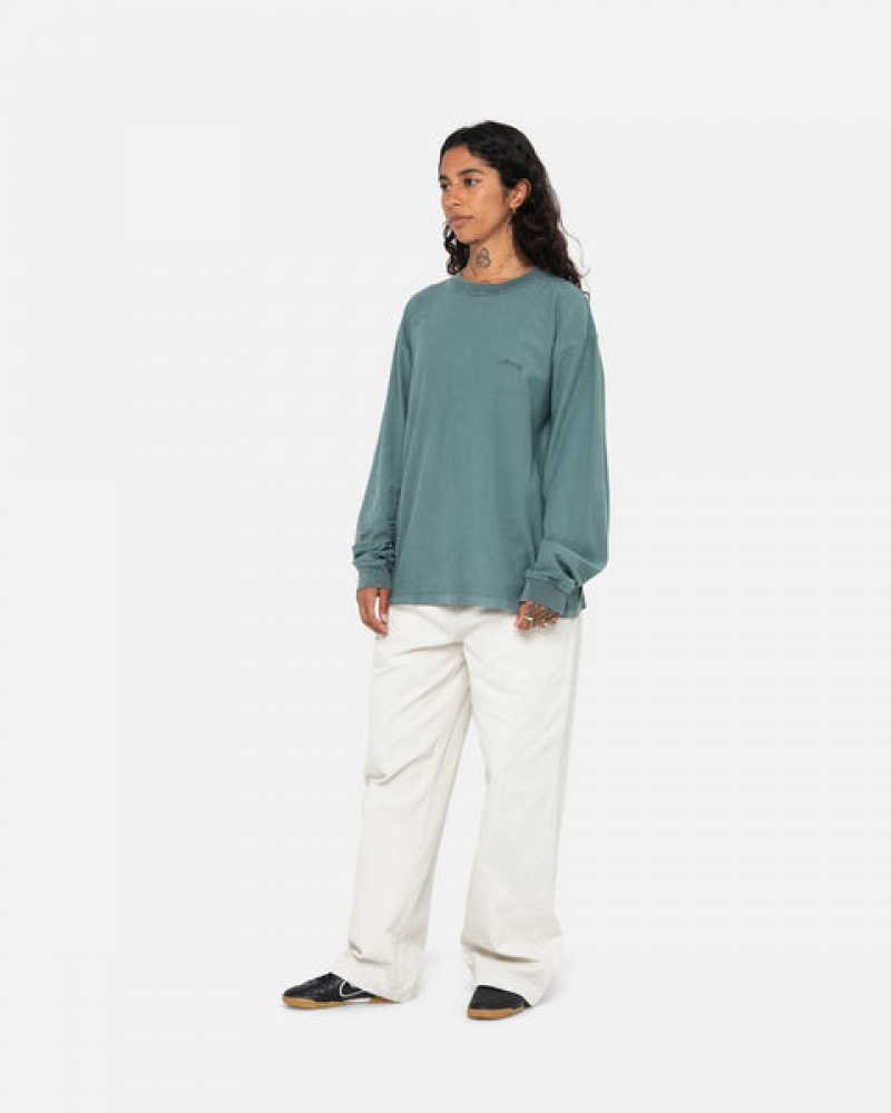 Turquoise Men's Stussy Lazy Ls Tees | VUD-3135