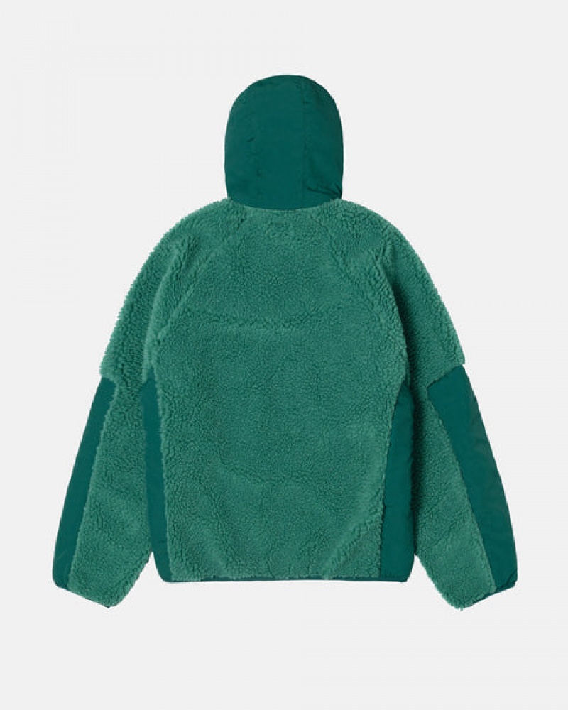 Turquoise Men's Stussy Sherpa Paneled Hooded Jackets | TQR-9684