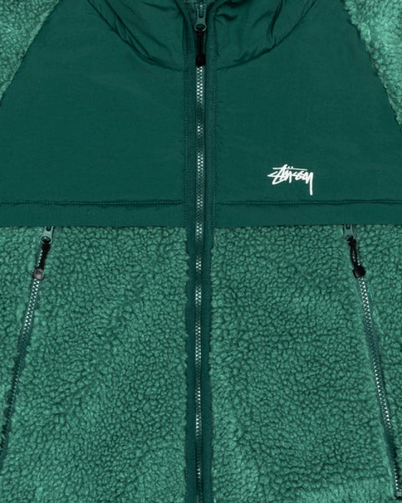 Turquoise Men's Stussy Sherpa Paneled Hooded Jackets | TQR-9684