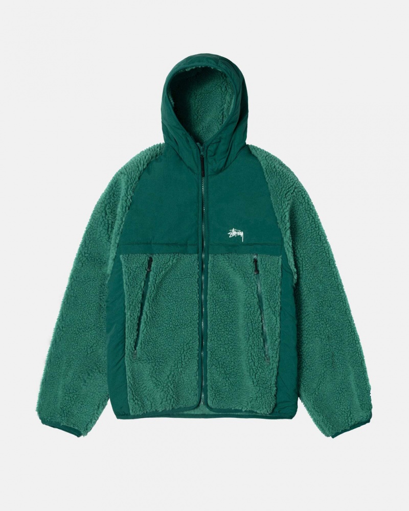 Turquoise Men\'s Stussy Sherpa Paneled Hooded Jackets | TQR-9684