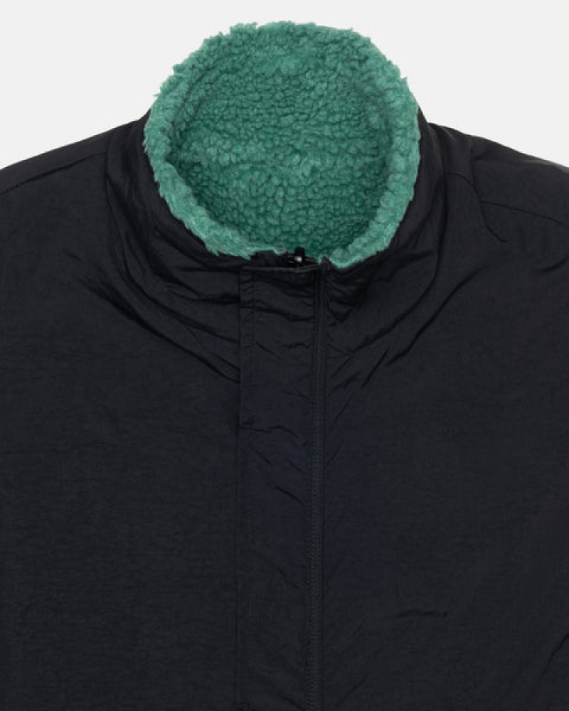 Turquoise Men's Stussy Sherpa Reversible Vest | JKY-4276