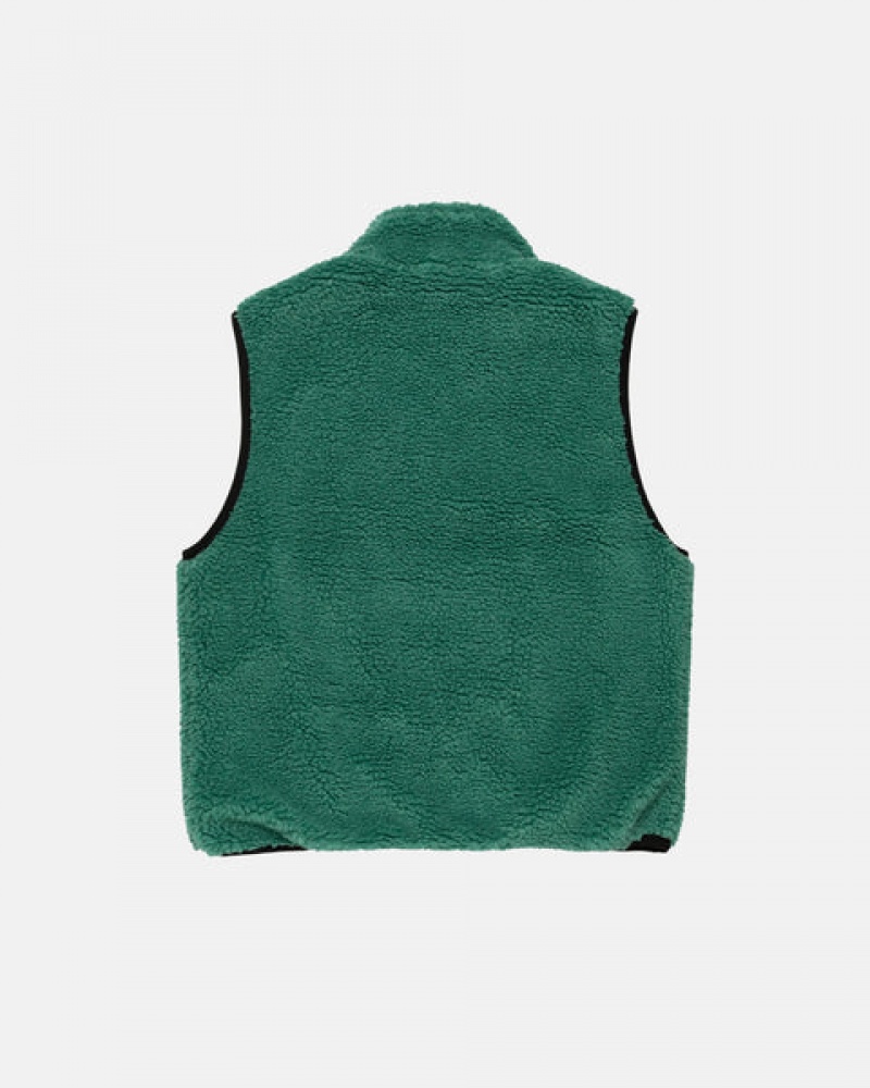 Turquoise Men's Stussy Sherpa Reversible Vest | JKY-4276