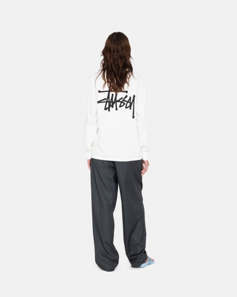 White Men's Stussy Basic Stussy Ls Tees | JNG-6415