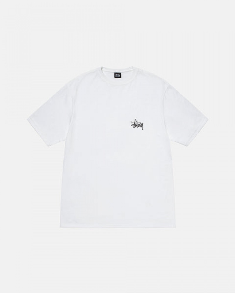 White Men's Stussy Basic Stussy Tees | HDA-8097