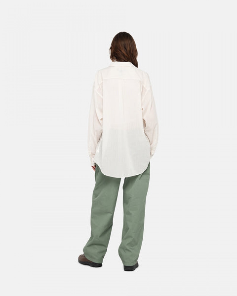 White Men's Stussy Light Weight Classic Shirts | FHX-0959