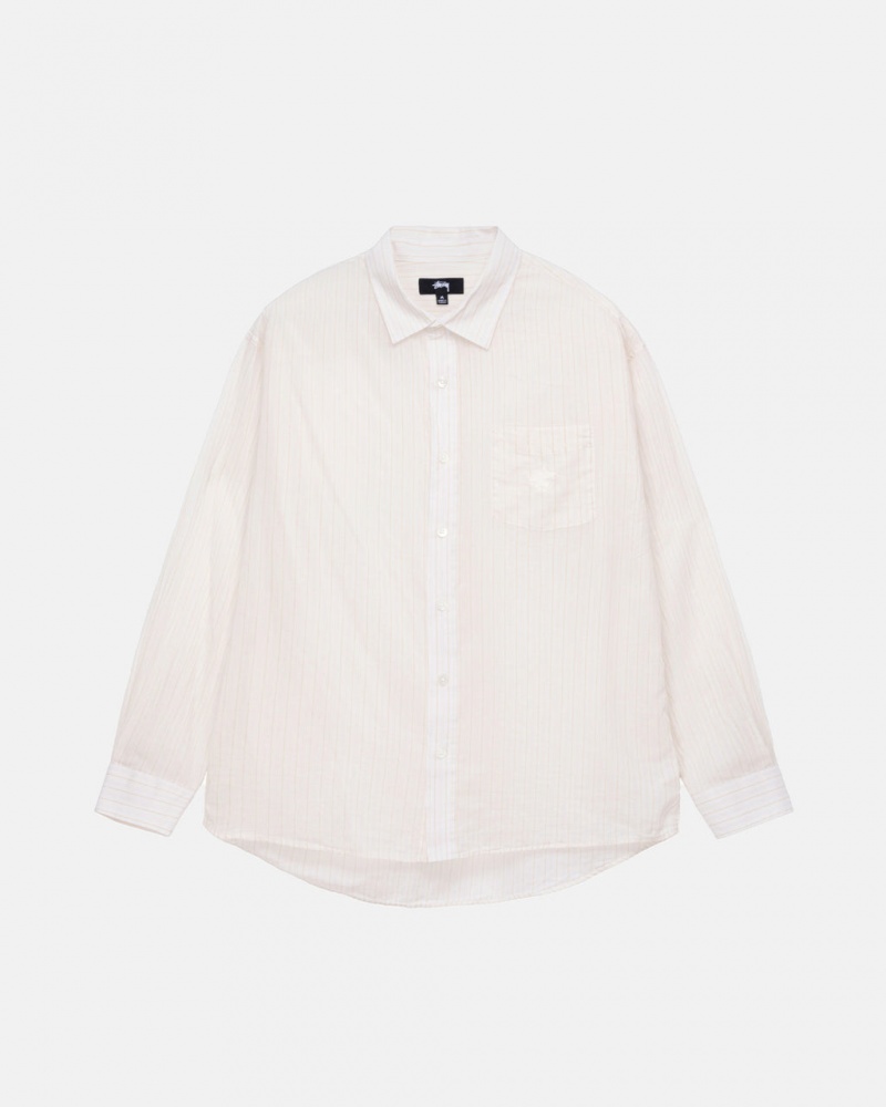 White Men\'s Stussy Light Weight Classic Shirts | FHX-0959