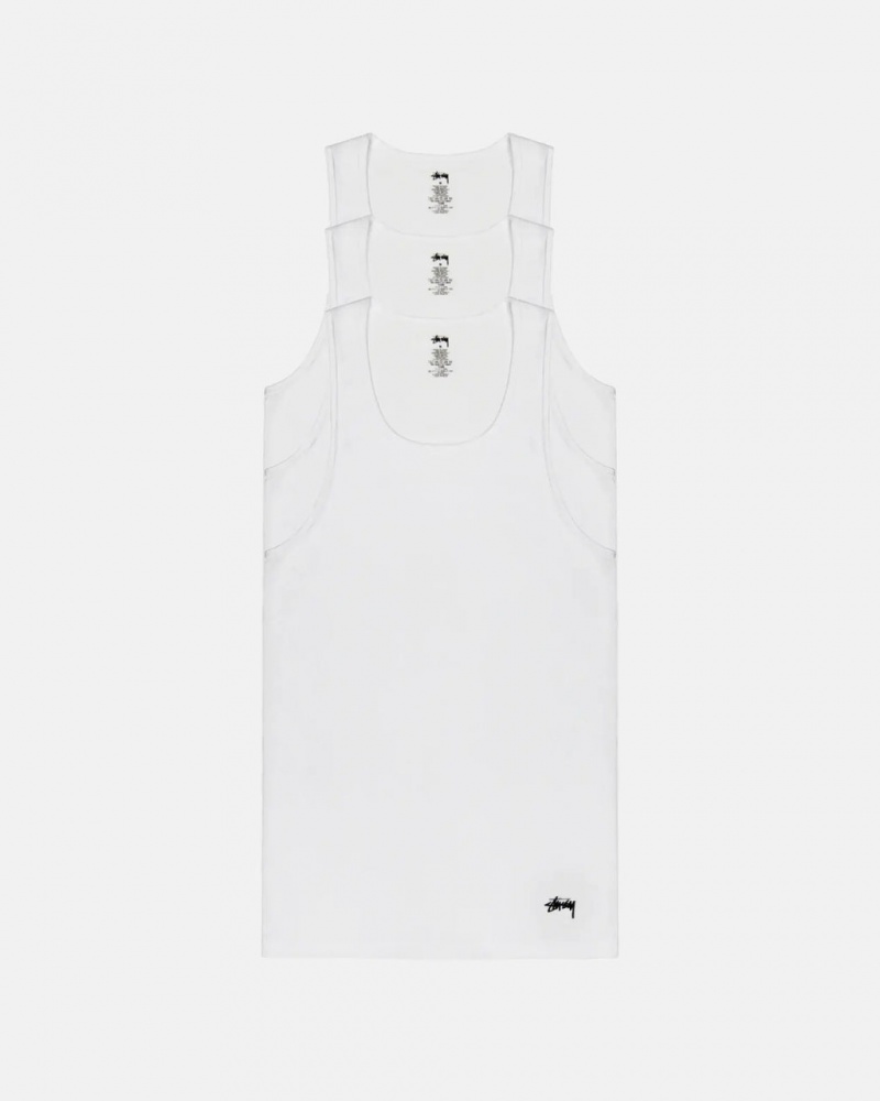 White Men\'s Stussy Stussy Tank Undershirt Shirts | QRX-0500