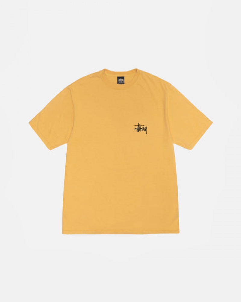 Yellow Men's Stussy Basic Stussy Tee Pigment Dyed Tees | HAH-6442