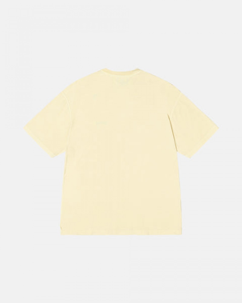 Yellow Men's Stussy Pig. Dyed Inside Out Crew Tees | KKZ-0313