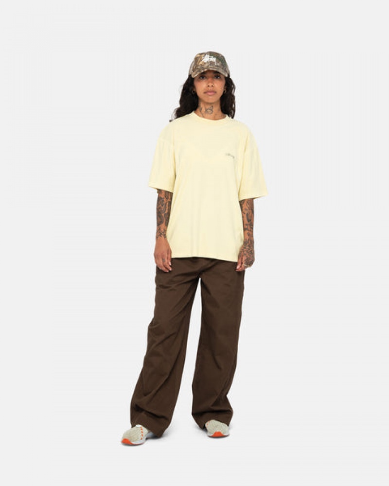 Yellow Men's Stussy Pig. Dyed Inside Out Crew Tees | KKZ-0313