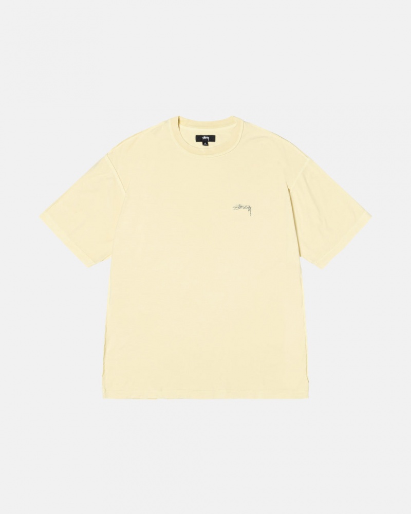 Yellow Men\'s Stussy Pig. Dyed Inside Out Crew Tees | KKZ-0313