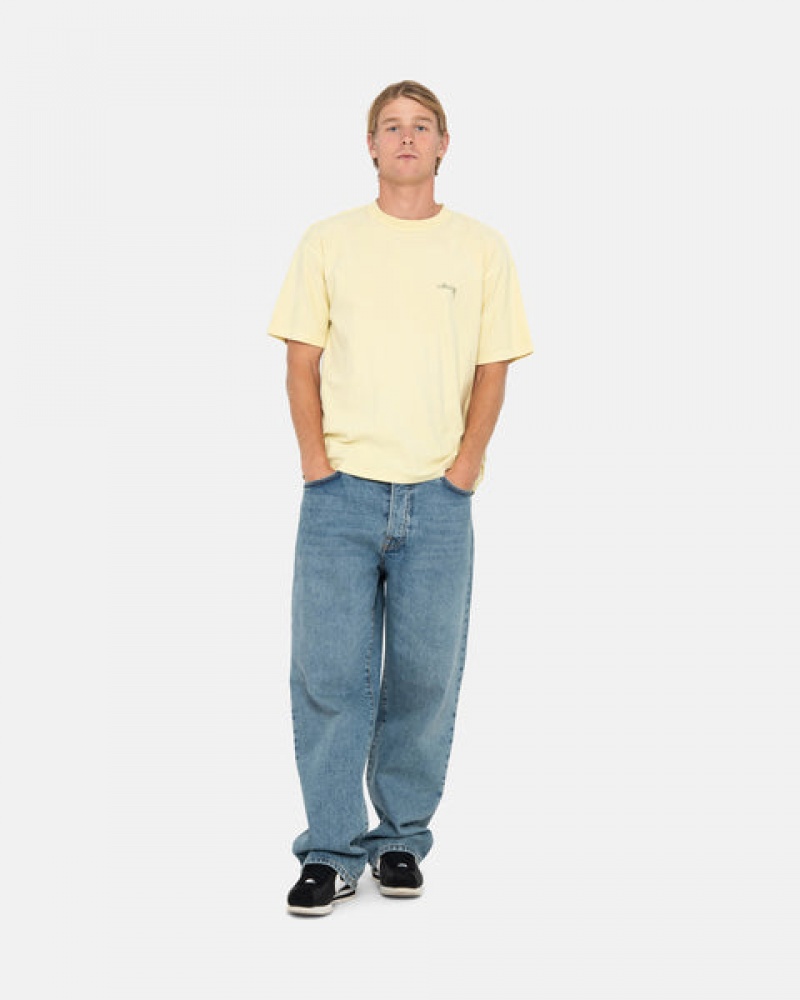 Yellow Men's Stussy Pig. Dyed Inside Out Crew Tops | FRQ-7885