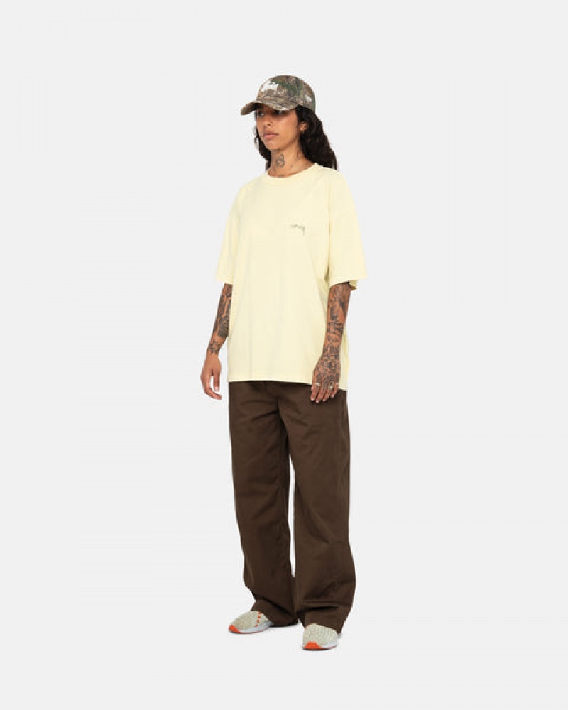 Yellow Men's Stussy Pig. Dyed Inside Out Crew Tops | FRQ-7885