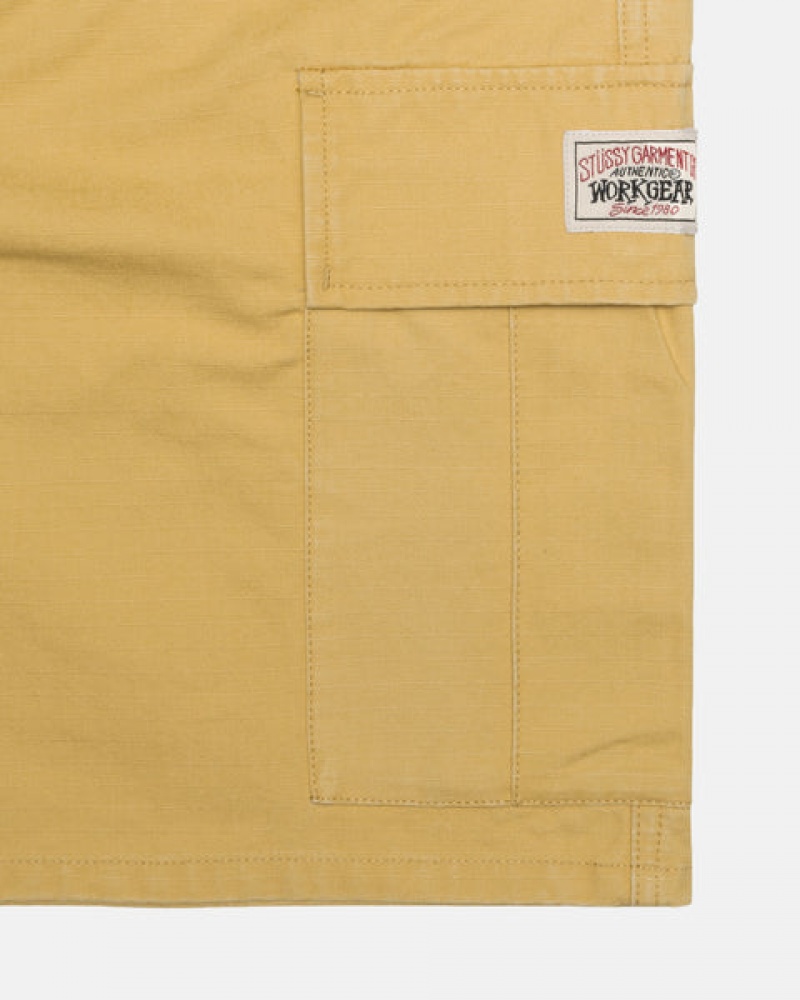 Yellow Men's Stussy Ripstop Cargo Beach Shorts | AMR-4382