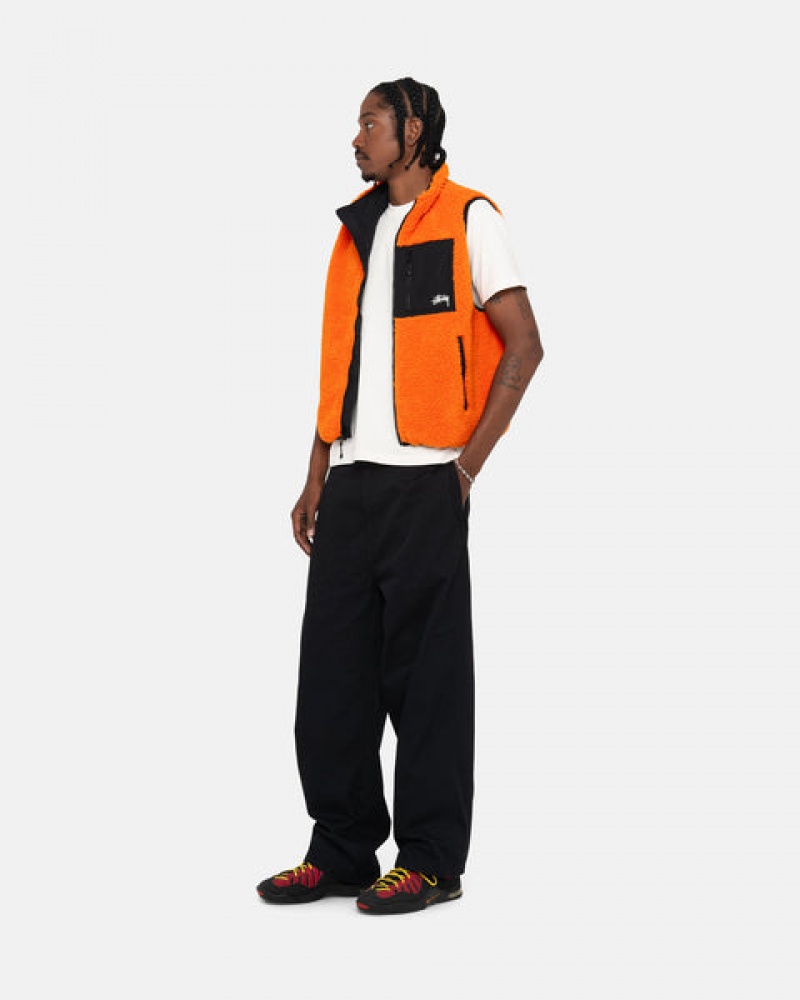 Yellow Men's Stussy Sherpa Reversible Vest | GYX-6764