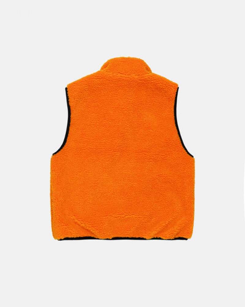 Yellow Men's Stussy Sherpa Reversible Vest | GYX-6764