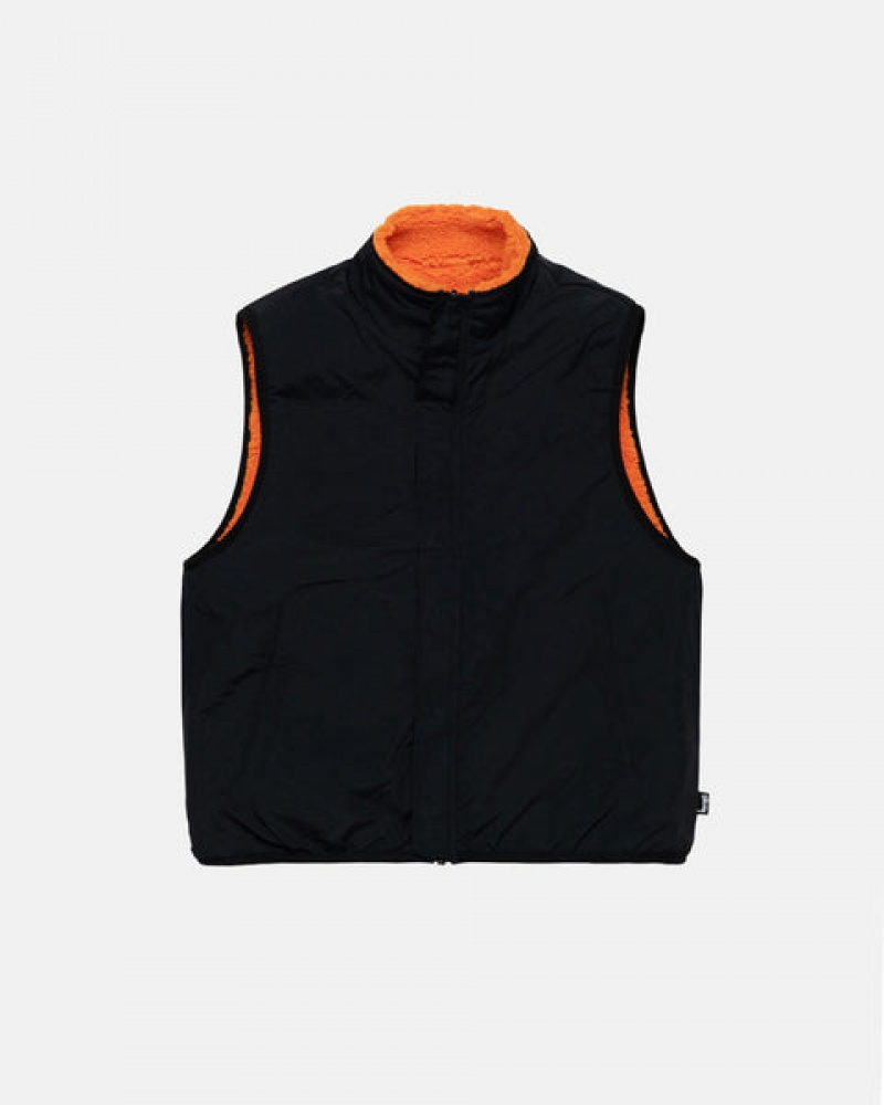 Yellow Men's Stussy Sherpa Reversible Vest | GYX-6764